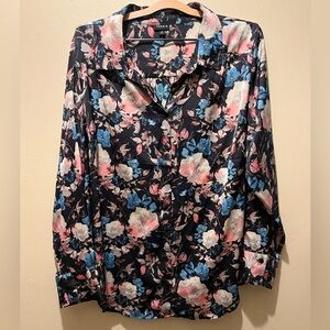 Satin Button-Up Long Sleeve Shirt Multicolor- Torrid Size 2